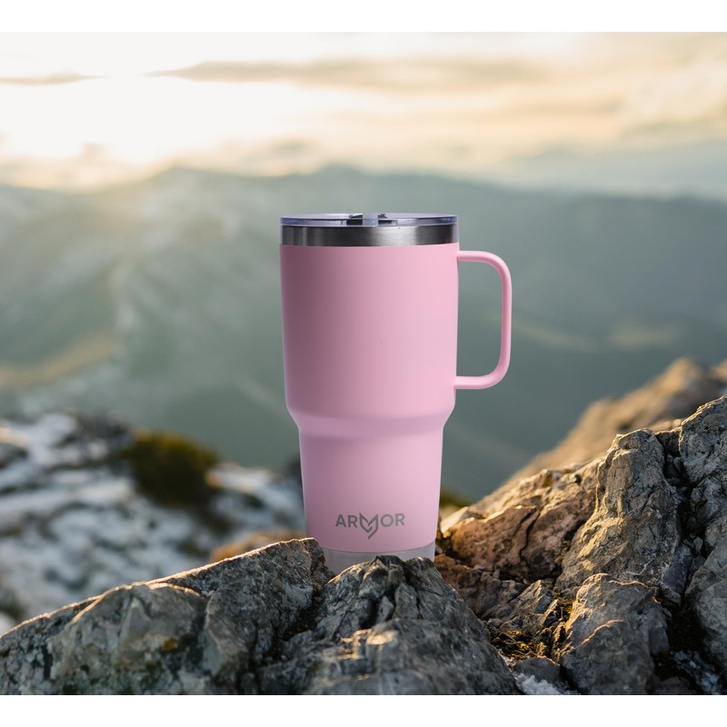 Product Armor 30oz Stainless Steel Tumbler with Handle (Blossom Pink)