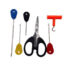 Fishstar Behr Red Carp Tool Set Fishing Carp Accessories Bait Needle Boilie Needle with Locking Drill Needle Cord Scissors Knot Puller