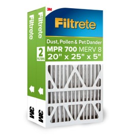 Filtrete 16x25x4 Air Filter, MPR 700, MERV 8, Clean Living Dust, Pollen and Pet Dander Reduction Pleated 4-Inch Air Filters, 2 Filters