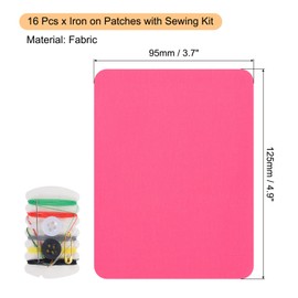 MECCANIXITY 16 Pcs Iron on Patches with Sewing Kit Fabric Repair Patch 4.9"x3.7" Patches for Clothes Iron on Patches for Jeans, Bags, Sofa,Tent Rose Red