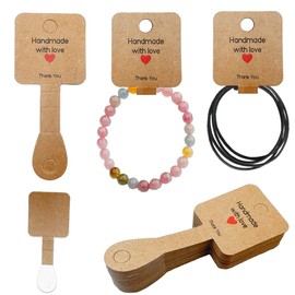 Bracelet Display Cards, 100 Necklace Jewelry Holder Cards Self Adhesive,Jewelry Packaging for Small Business Kraft Paper Cards for Necklaces,Choker,Keychains,Bracelet,Headband,Jewelry Display Cards