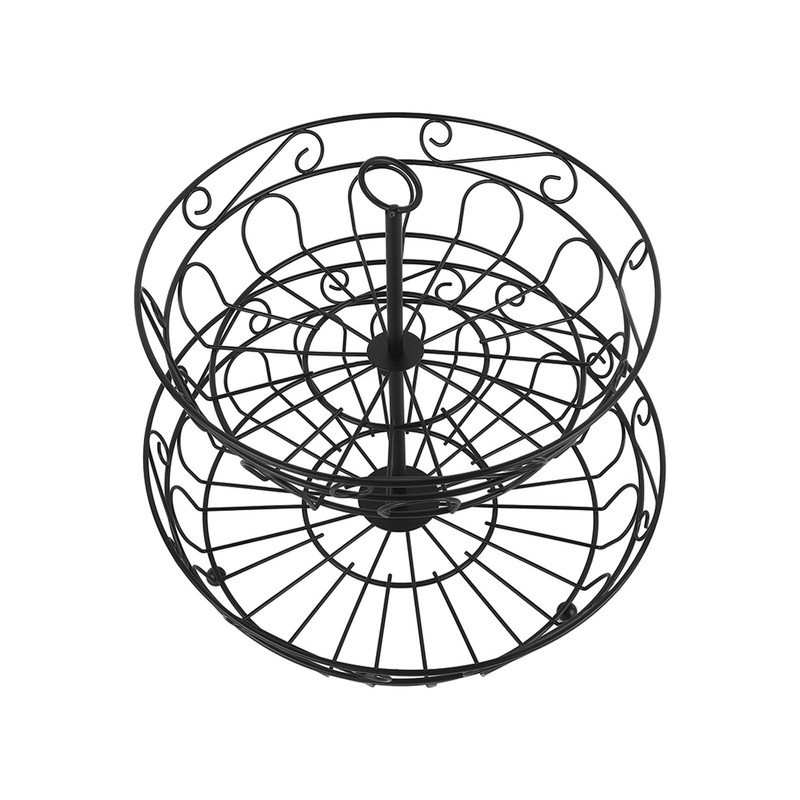 Fruit Basket Black Iron European Style Double Layer Fruit Storage