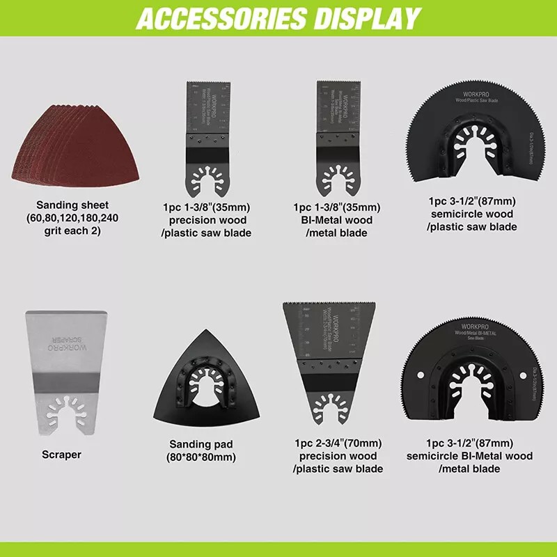 WORKPRO Oscillating Multi-Tool Kit 3.0Amp Corded Replaceable Oscillating Saw Set