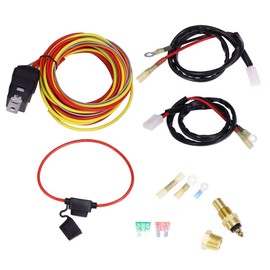 CENPEK Dual Electric Cooling Fan Wire Harness Kit 185 On 165 Off Thermostat 50 AMP Relay