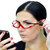 Mini Brille Make-Up Glasses with Flip Lens (Red), Fashionable Magnifying