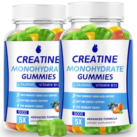 MaxHemp Creatine Monohydrate Gummies 5000mg Creatine for Women & Men 2 Packs, Creatine Monohydrate Chew for Boost Focus, Muscle Strength, 5g Creatine Monohydrate per Serving, Sugar Free, Vegan