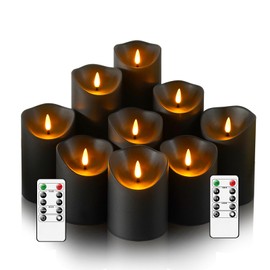 Eebuss Flameless Candles, LED Candles,Plastics Realistic Candle，flameless Candles with Remote，Suitable for Home Decoration，Adding Warmth to The Atmosphere，9pcs（Black）