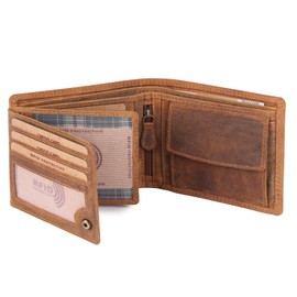 Benthill Men's Genuine Leather Wallet with RFID Protection, Brown - Tan (H)