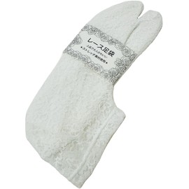MiAn Stretch Lace Tabi Socks, 8.7 - 9.8 inches (22 - 25 cm), One Size Fits Most, Yukata, Kimono, white
