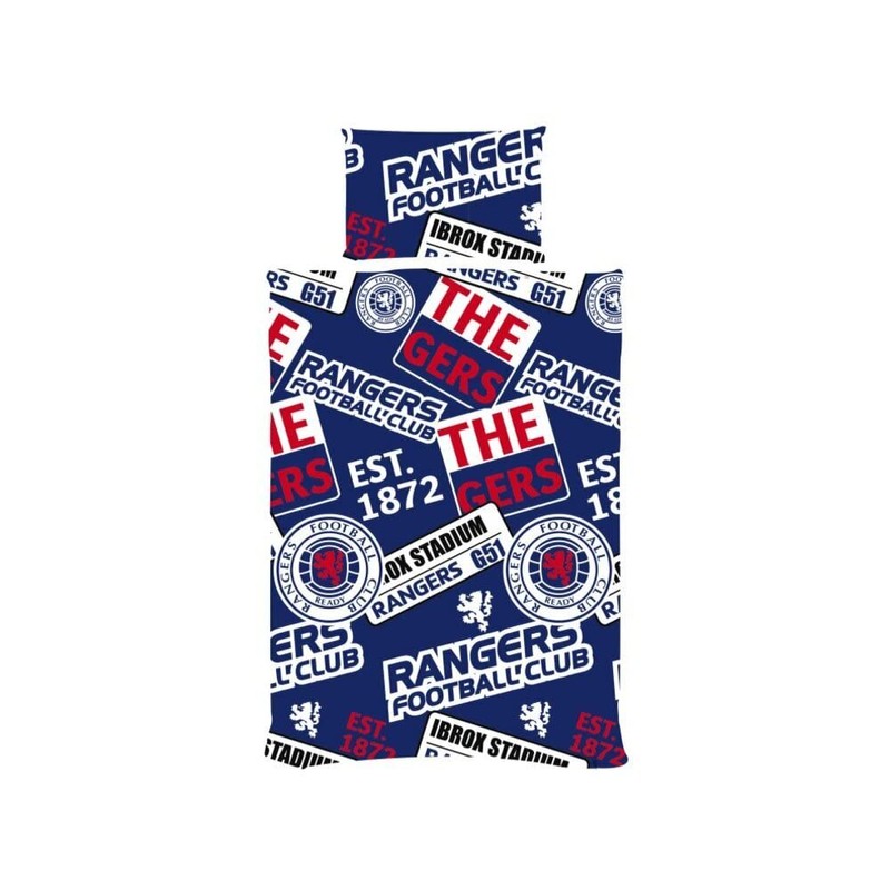 Rangers Single Duvet Football Club Patch Bedding Cover Set, Blue,