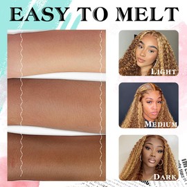 KEUET Highlight Curly Wig Human Hair 30 Inch 13x4 Blonde Ombre Deep Wave HD Lace Front Wig Human Hair Pre Plucked Brown and Blonde Water Wave Lace Closure Human Hair Wig 180% Density for Women