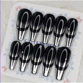 Metal Dual Line Handmade Nail Tips - Oval / 메탈 듀얼라인 수제네일팁 - 오벌XS