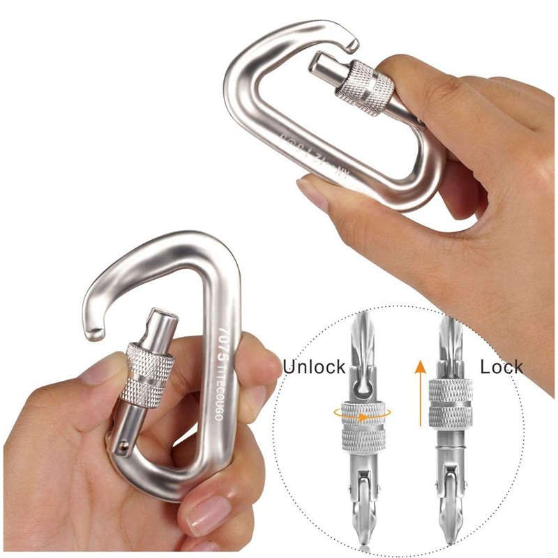 TITECOUGO Screw-Lock Carabiner, Load Capacity 2,697.7 lbf, Aluminum Alloy, D-Ring,