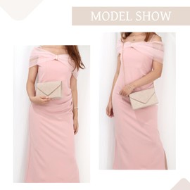 EVEOUT Velvet Clutch for Women Party Handbag Velvet Evening Handbag with Shoulder Chian Elegant Velvet Shoulder Bag for Party Dinner, apricot