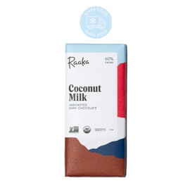 Raaka Chocolate Coconut Milk Dark Chocolate 60% Cacao, (1.8oz Bar - 6 Pack), Organic, Non-GMO, Kosher Premium Craft Artisan Chocolate, Vegan, Gluten and Soy Free, Bittersweet, Bean-to-Bar Chocolate