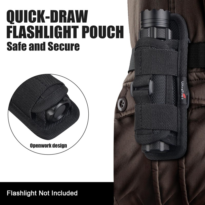 ULTRAFIRE Tactical Flashlight Holster Pouch,360 Degree Adjustable Police Duty Belt