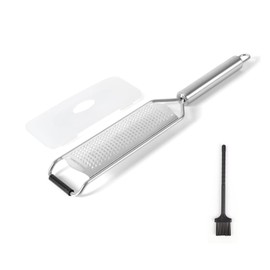 KLEHOPE Graters for Kitchen with Handle, Stainless Steel Nutmeg Grater, Grater, with Lid and Brush, Cheese Grater, for Lemons, Cheese, Vegetables