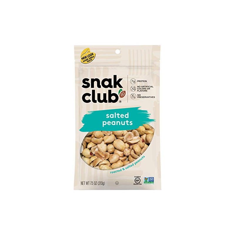 Snak Club Salted Peanuts, 7.5 Ounce (Pack of 6)