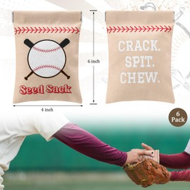Bulyoou 6 Pcs Baseball Seed Sack Bags for Team Senior Night Baseball Gift Personalize Seed Pouch Coin Purse Original Gift Bags for Team Party Favors (Linen Color)