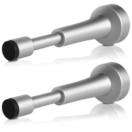 2PCS Spring Door Stoppers for Wall - 4.33 Inch Door Stop for Bottom of Door, Aluminum Doorstopper with Silicone Tip, Screw & Adhesive Installation, Silver