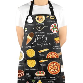 VAMSII Italy Lover Gift Italy Cuisine Apron With Pockets Italy Food Lover Gift Italy Merch (Italy Cuisine A)