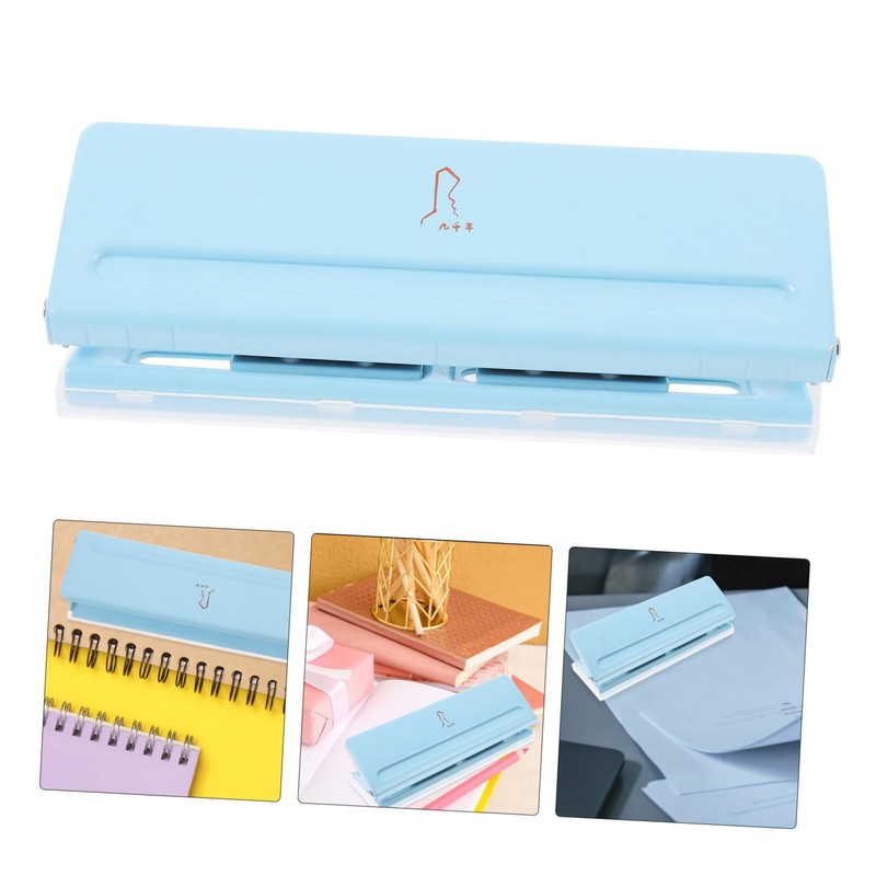 KONTONTY Manual Adjustable Six-Hole Puncher for Notebooks Portable Paper Punch