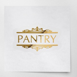 Decal Stickers of Pantry Door Kitchen 1 (Metallic Gold) (Set of 2) Luxury Weatherproof Vinyl Decal Stickers for Laptop Desktop Smartphone Car Dirt Bike Wall Room Mason Jar - ANDstic111292GO