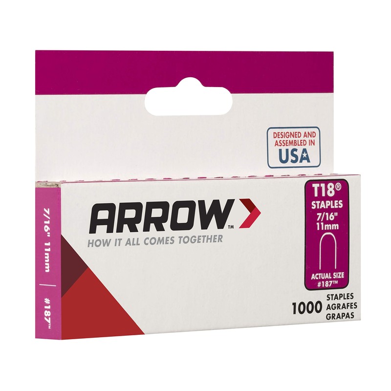 Arrow Fastener 187 Genuine T18 Staples, 7/16 Inch Leg Length,