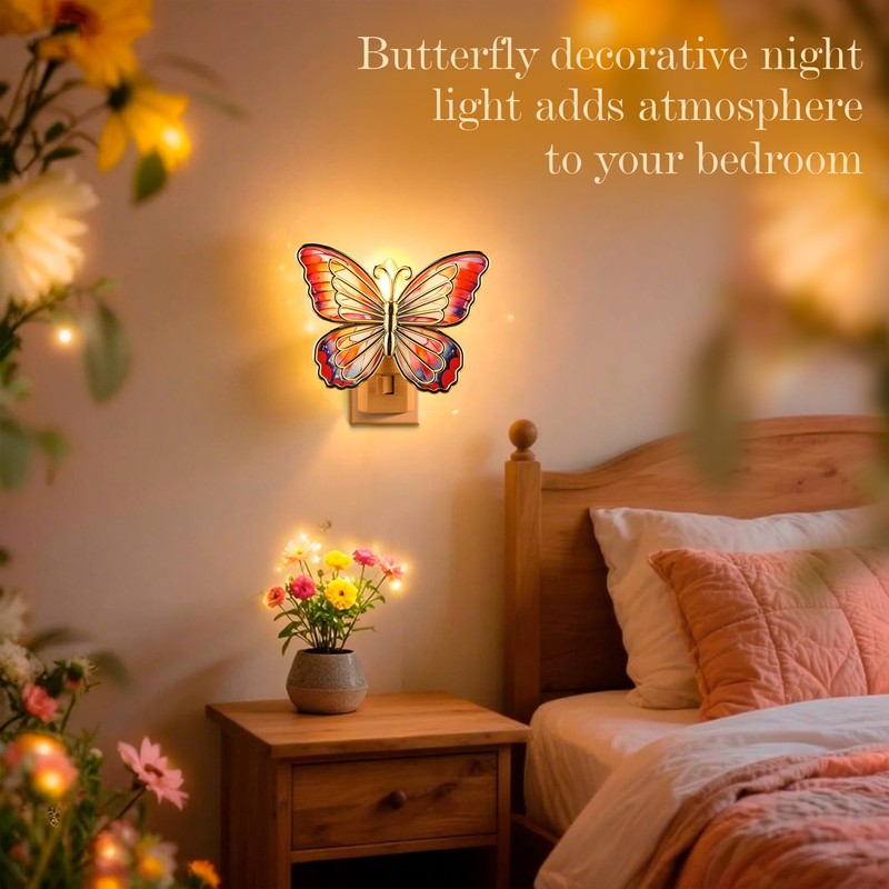 Hohean Butterfly Night Light, 0.6W LED Butterfly Night Light Plug
