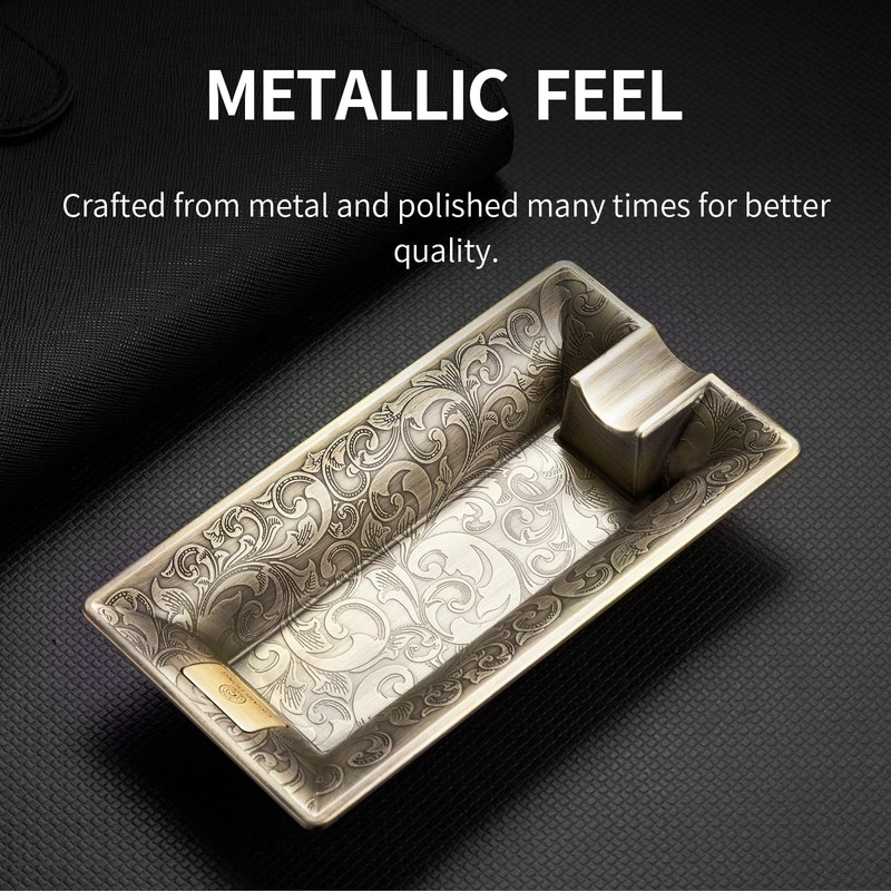 Stainless Steel Cigar Ashtray with Unbreakable Wide Ring Caliber Holder