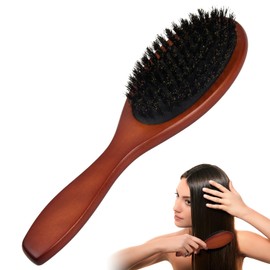 Kioiner Boar Bristle Hair Brush, Antistatic Hair Brush with Natural Wooden Handle, Soft Natural Bristles for Women and Men, Styling Brush for Thin Fine Medimum Hair and Beard