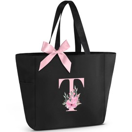 Vavabox Women's A-Z Zip Shoulder Bag, Gifts for Women, Brides and Bridesmaids, Work, Travel, Shopping, School, black, T