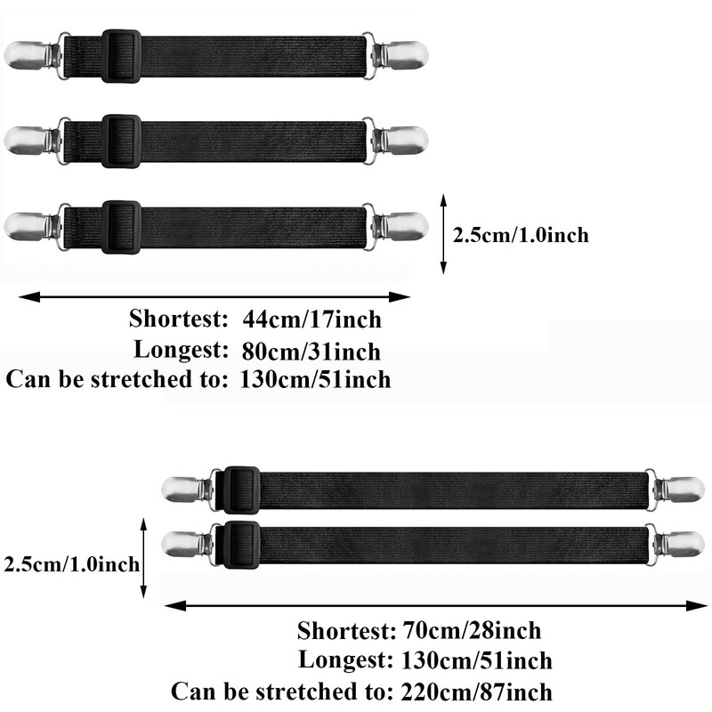 Oenothera 5 Pieces Tablecloth Clips Hidden Strap, Adjustable Elasticity Picnic