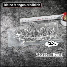 SCREW REBEL Plumber Screws 4.5 x 35 mm Stainless Steel A2 Stainless Steel with EPDM Sealing Washer Diameter 15 mm TX 20 Pack of 50