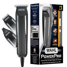 Wahl Clipper PowerPro Corded Beard Trimmers, Hair Clippers and Haircut Trimmers, men's grooming kits for Beard, Mustache, Stubble, Ear, Nose, Body Grooming, by the Brand used by Professionals # 9686