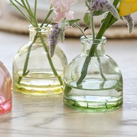 Ginger Ray Easter Coloured Glass Bud Vases for Flower Decorations in Pink, Yellow and Green, Pack of 3