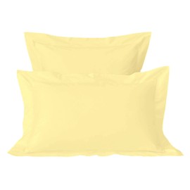 Breathable 600 Thread Count Cotton Pack of 2 Oxford Pillow Cases Mellow Yellow King, Cool 100% Long Staple Cotton Sateen Pillow Cases (Mellow Yellow 100% Cotton 50x90 Pillowcase Set King)