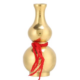 Chinese Good Luck Wu Lou, 1.9 Inches Brass Gourd for Feng Shui, Wu Lou/Hu Lu Gourd/Lou Shui Feng Shui Decor Statue Collectible Figure Charm Amulet, Bring Good Luck, Safty, Wealth