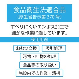 Saraya 51095 Embossed Gloves, PE, Blue, Large, 200 Pieces, Polyethylene