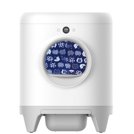 Curtain for Self Cleaning Cat Litter Box,Reduces Cat Litter Bounce, Stops Odors from The Litter Box Self Cleaning (Blue White, Round)