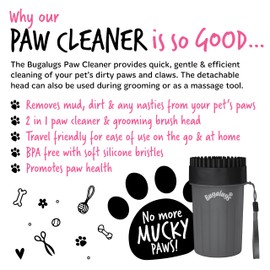 BUGALUGS BUGALUGS Dog Paw Cleaner Paw Washers For Dogs. A Portable Dog Shower Paw Cleaner For Dogs & Cats. Dog Foot Washer is an Essential Dog Paw Washer Dog Walking Accessories (Medium (Black)
