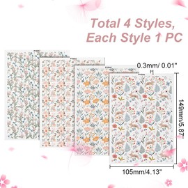 AHANDMAKER 4 Pieces Flower Clay Transfer Paper, 4 Styles Underglaze Transfer Stickers, Ceramic Stickers, Ceramic Clay Transfer Paper For Overglaze Enamel Stickers, Water Slide Stickers