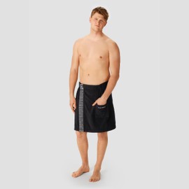 Schiesser Rome Sauna Kilt for Men Made of Absorbent Cotton Terry Towel, Made in Green Certified, Colour: Black, Size: 46-54