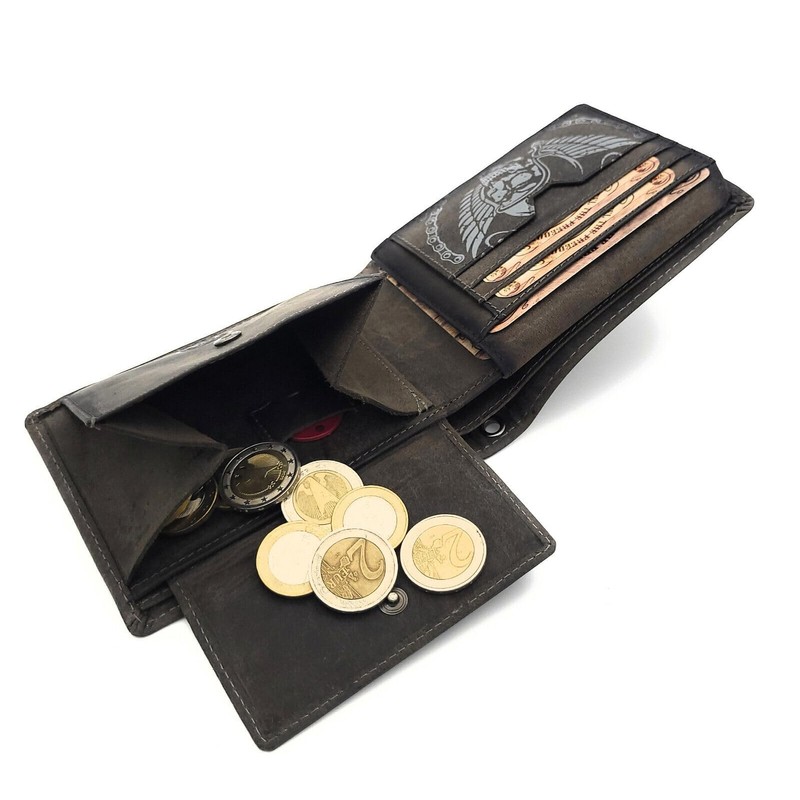 Lemasi Biker Wallet with Chain Natural Hunter Leather Wallet with