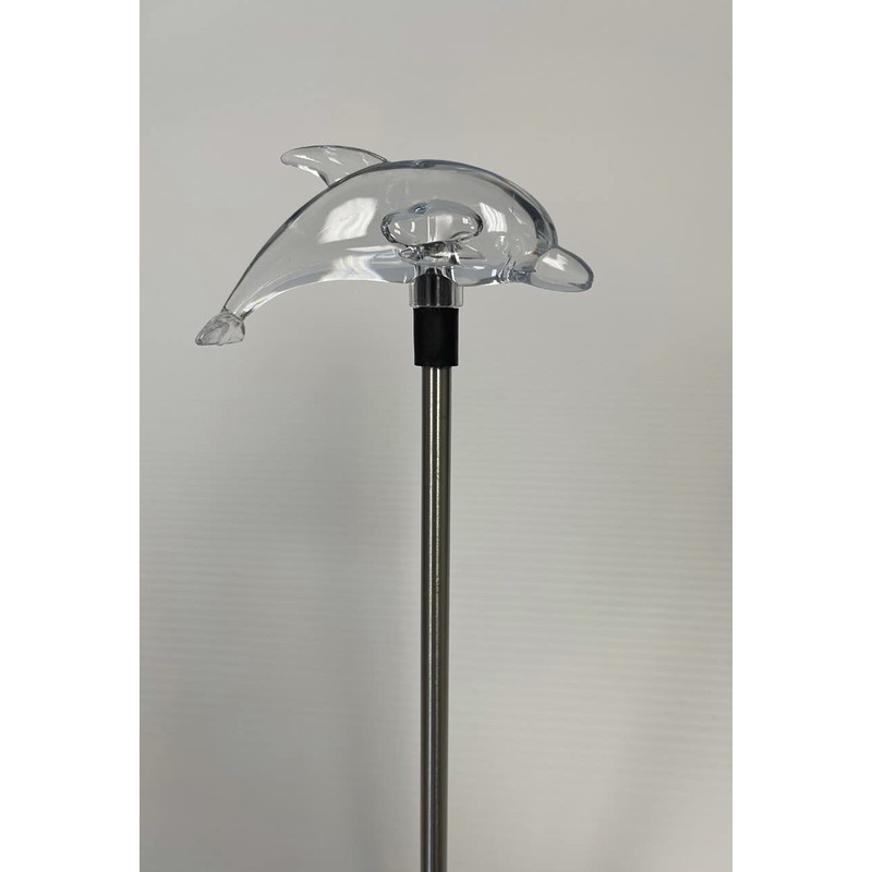 Set of 2 Clear Acrylic Dolphin Solar Power Outdoor Garden