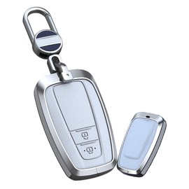 KUNIO Car Key Case Fits Toyota Camry Aygo GT86 GR Supra Mirai Hilux Proace Leather Key Case Key Cover Key Fob Car Accessories 2 Buttons A White