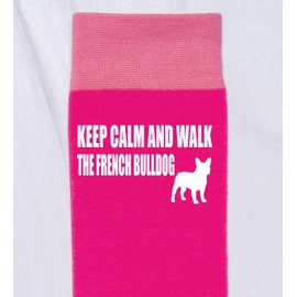 Print4U Keep Calm & Walk French Bulldog Dog Lover Ladies Pink Socks Birthday