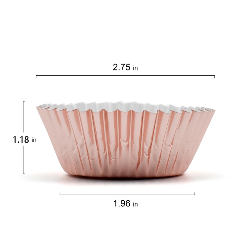 200 Pcs Rose Gold Foil Cupcake Liners Standard Baking Cups