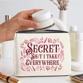 Nurawo Funny Makeup Bag I Take Everywhere Humor Cosmetic Bags for Women Humorous Makeup Pouch With Zipper Travel Toiletry Organizer Bag