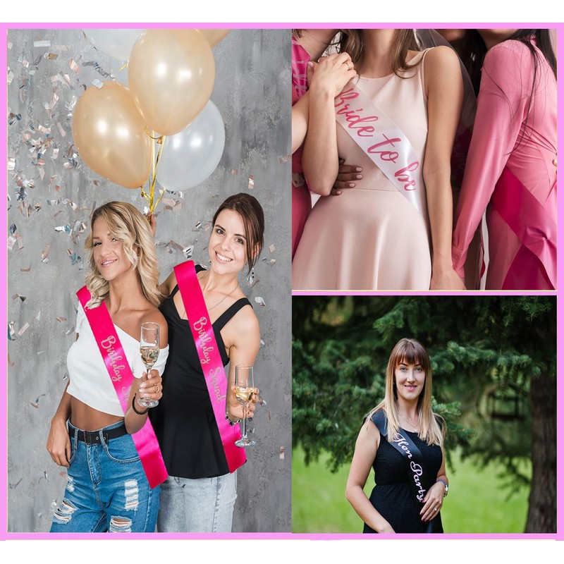 FENDOLE 6 Pack White Blank Sash,Plain Satin Sashes,Sashes for Pageants,DIY